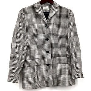 Ann Taylor Womens Wool Tweed Petites Blazer Houndstooth 6P - HIGH QUALITY!